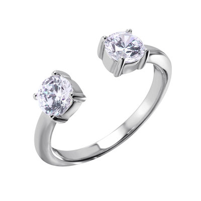  STERLING SILVER LADIES DESIGNER OPEN RING RING LAB CREATED SIMULATED DIAMONDS
