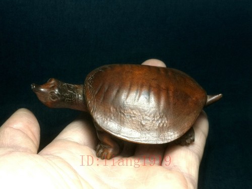 Chinese boxwood hand carved shelled turtle Figure statue netsuke collectable - Picture 5 of 8