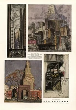New York XL 1929 page with 4 art prints by Max Pollak Wallstreet