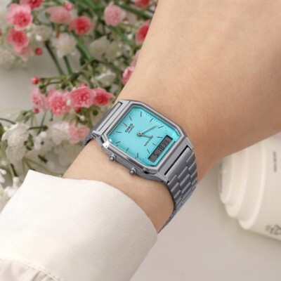 Casio AQ-230A-2A2 Retro Square Turquoise Blue Retro Public