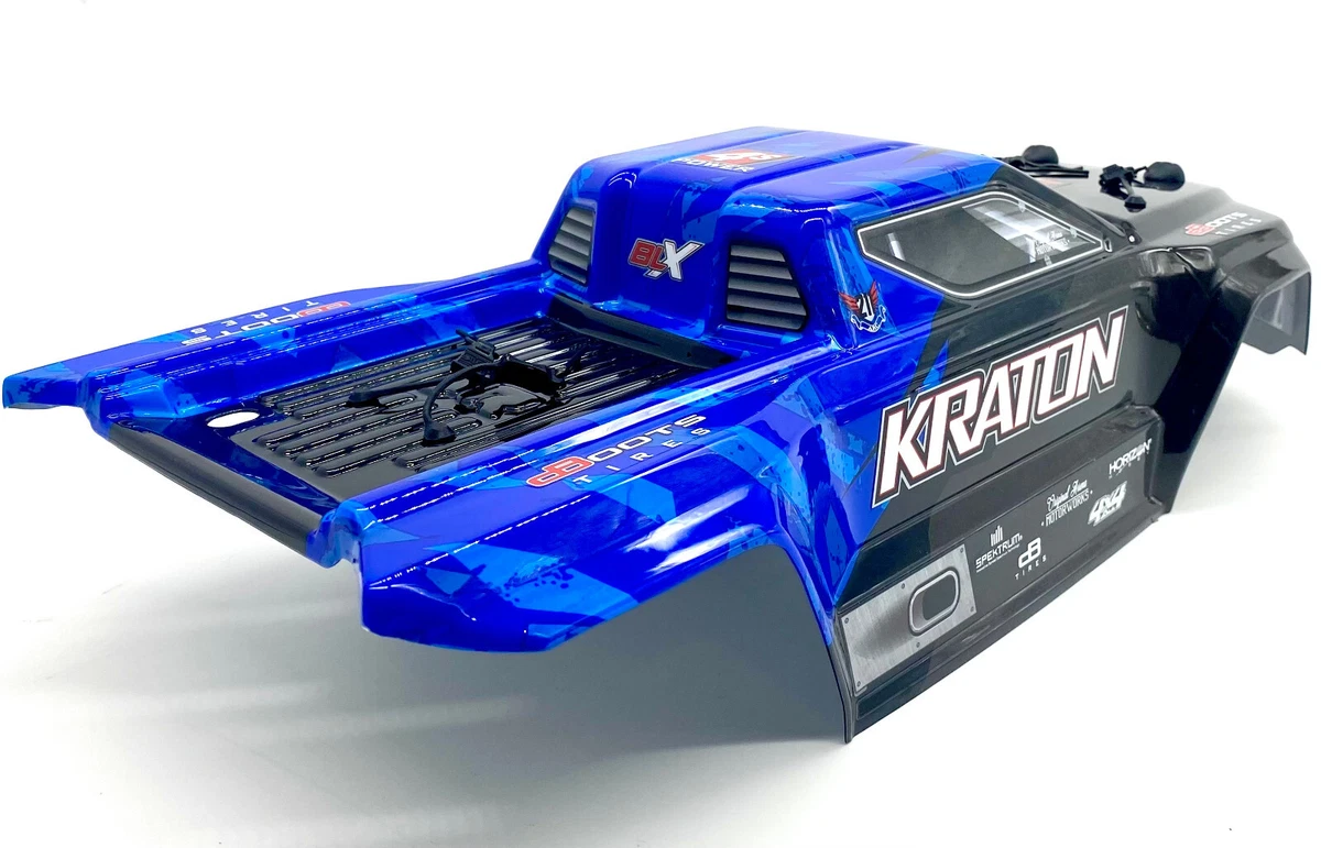 Arrma KRATON 4s 4x4 - Body Shell BLACK/BLUE polycarbonate Body Pins ARA4408V2