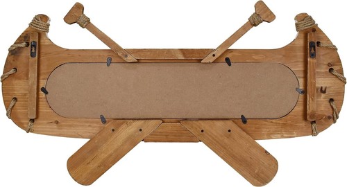 Wood Wall Mirror with Hooks Rustic Wooden Frame Hanging Wall Mirror for Anyroom - Picture 9 of 9