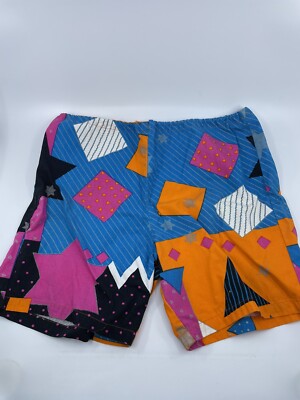 Vintage Original Jams Retro Funky 80's Print Surf Shorts Kids XL O1