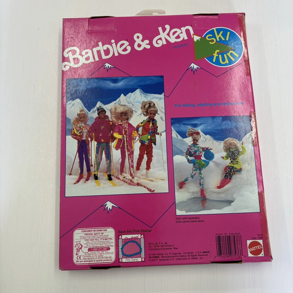 Barbie Ski Fun Fashions #7576 deportes de invierno Mattel 1991 sin usar, en caja original, nuevo en caja original Foto 2 de 2