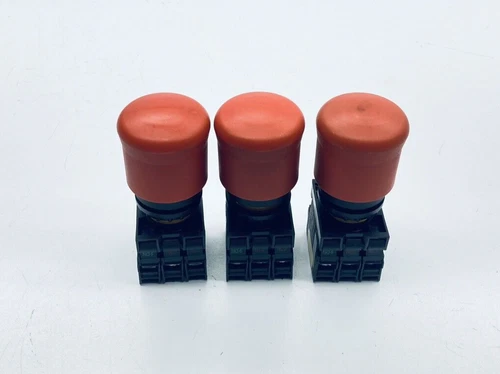 LOT OF 3 MOELLER M22-K10 EMERGENCY PUSH BUTTON 230-500VAC DC24-220VDC