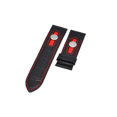24mm Black Leather Strap For Franck Muller Conquistador 8900