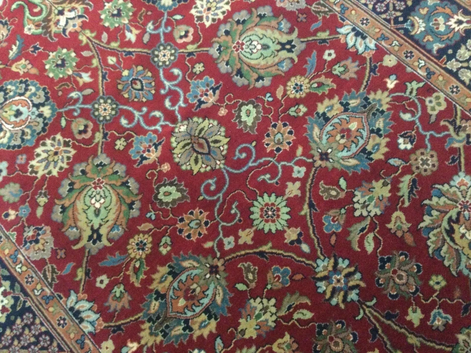 4’ X 8’ Red Navy Blue Fine Traditional Floral All-Over Oriental Rug Wool Foyer - Image 2 of 4