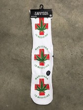 NEW Marijuana is Medicine Medical Red Cross MJ Funny Socks Men Fits Sizes 7-13