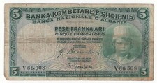 5 FRANCHI ORO REGNO D'ITALIA . BANCA NAZIONALE D'ALBANIA  1926