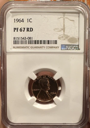1964 P NGC PF67 RD RED PROOF LINCOLN MEMORIAL 1C PORTRAIT LABEL- Book Value $35