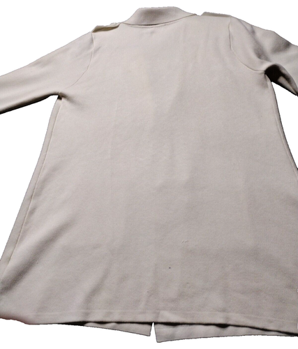 Vila Milano Women's Open Front Cream-Colored Cardigan Pockets Epaulet L Preowned - Picture 7 of 11