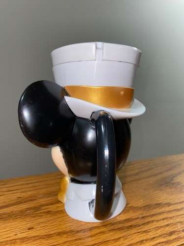 Mickey Mouse Mug Drink Cup Top Hat Flip Lid Disney On Ice 6" Plastic Gold Bowtie - Picture 11 of 11