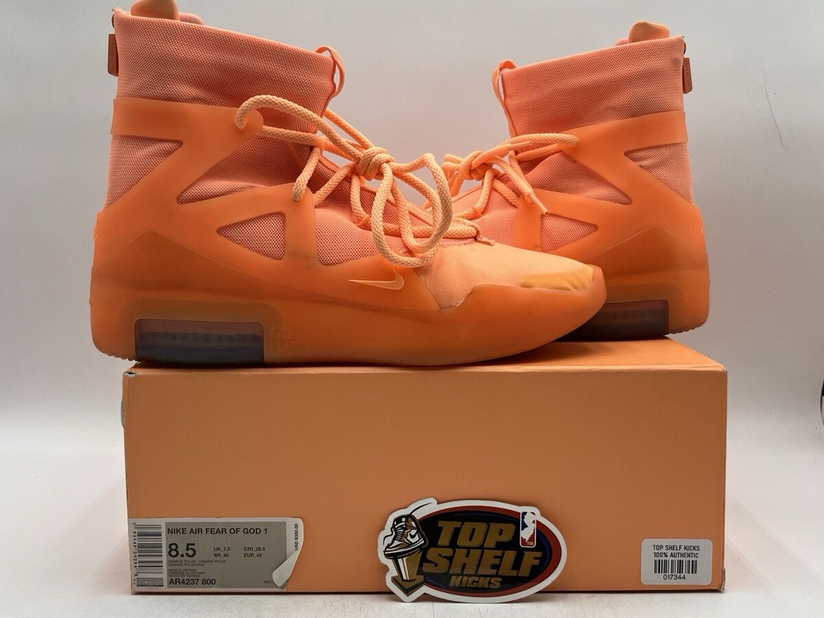 Nike Air Fear Of God 1 Orange Pulse 2019 Size 8.5 Used Rare Nike Air Fear Of God 1 Orange Pulse 2019 Size 8.5 Used Rare
