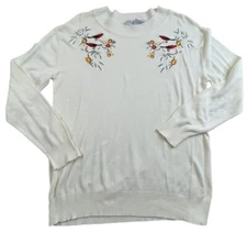 Country Store Women’s Sweater Sz M Cream Red Cardinals 