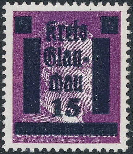 Stamp Germany 1945 WW2 3rd Reich Hitler Kreis Local OP Glauchau Selection MNH - Picture 2 of 4