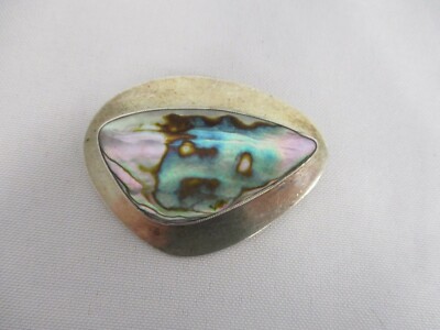 BRODRENE BJORKLUND STERLING BROOCH with MOTHER OF PEARL ~ DENMARK