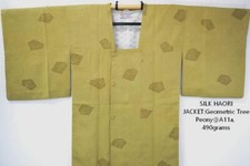 HIGH QUALITY JAPANESE SILK HAORI JACKET: MITSUKOSHI Geometric tree peony A11a