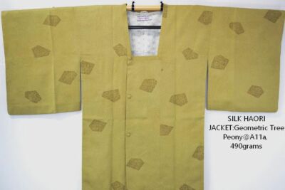 HIGH QUALITY JAPANESE SILK HAORI JACKET: MITSUKOSHI Geometric tree peony @A11a