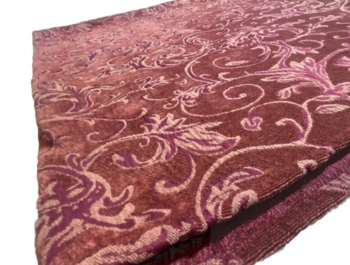 Luxury Brocade Chenille Throw Blanket End of Bed Runner Dark Red Burgundy Scroll - Picture 2 of 6