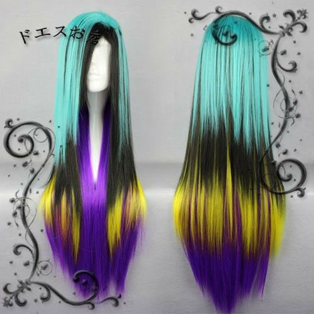Hot Sell Long Blue Black Yellow Purple Straight Women's Lady's