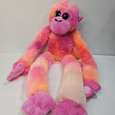 Petting Zoo Hanging Monkey Orange Pink Purple Tie Dye Stuffed Plush Toy 18 in