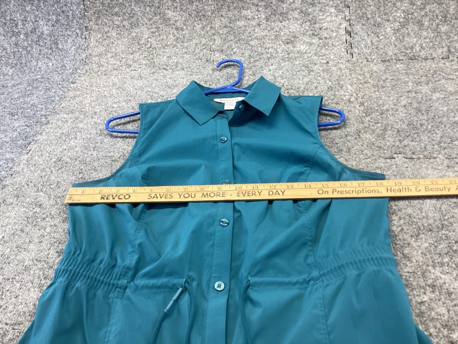 athleta levitate poplin cinched drawstring waist blouse shirt