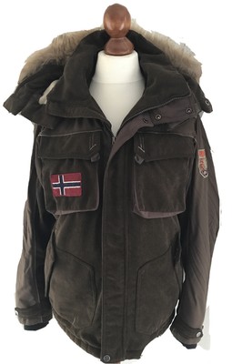 Napapijri Jacke M Braun Echtpelz Kapuze 