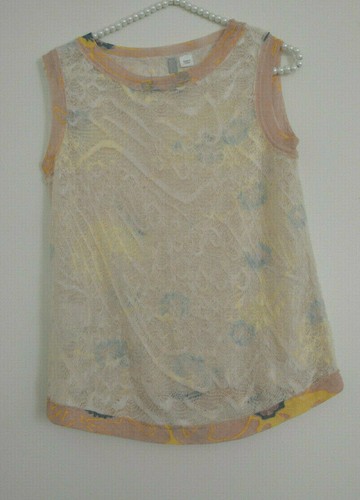 New! S Anthropologie Gregory "Marigold Blush Lace Shell" Knit Top Blouse $148 - Picture 8 of 11