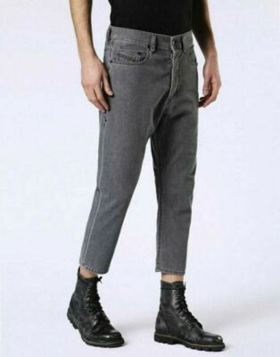 DIESEL RHIAL Herren Jeans Hose W28 grau Slim Carrot 7/8 Beinlänge 0681D - Neu