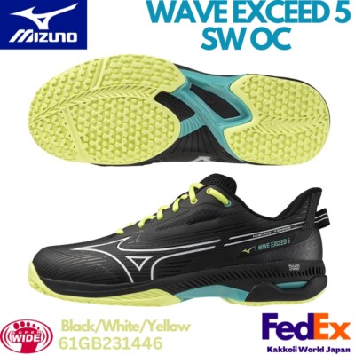 MIZUNO Tennis Shoes WAVE EXCEED 5 SW OC Black/White/Yellow 61GB2314 46 2024 NEW!