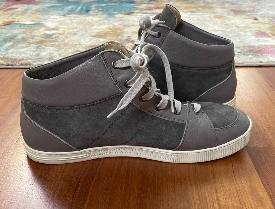 Zapatillas altas de gamuza/cuero gris FENDI para hombre US 9 0574 Foto 4 de 4