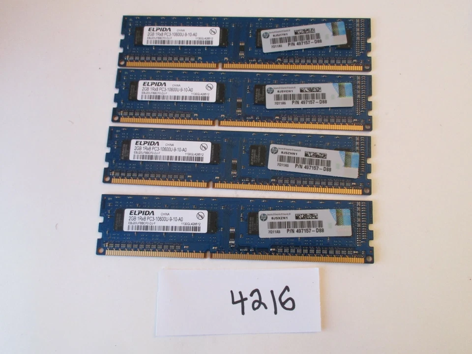 ELpida 4x2Gb=8Gb PC3-10600 1333Mhz DDR3 Desktop Memory RAM (4216) - Image 3 of 4