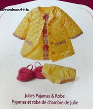 American Girl Julie's Pajamas  Robe Yellow Slippers PJ's NIB