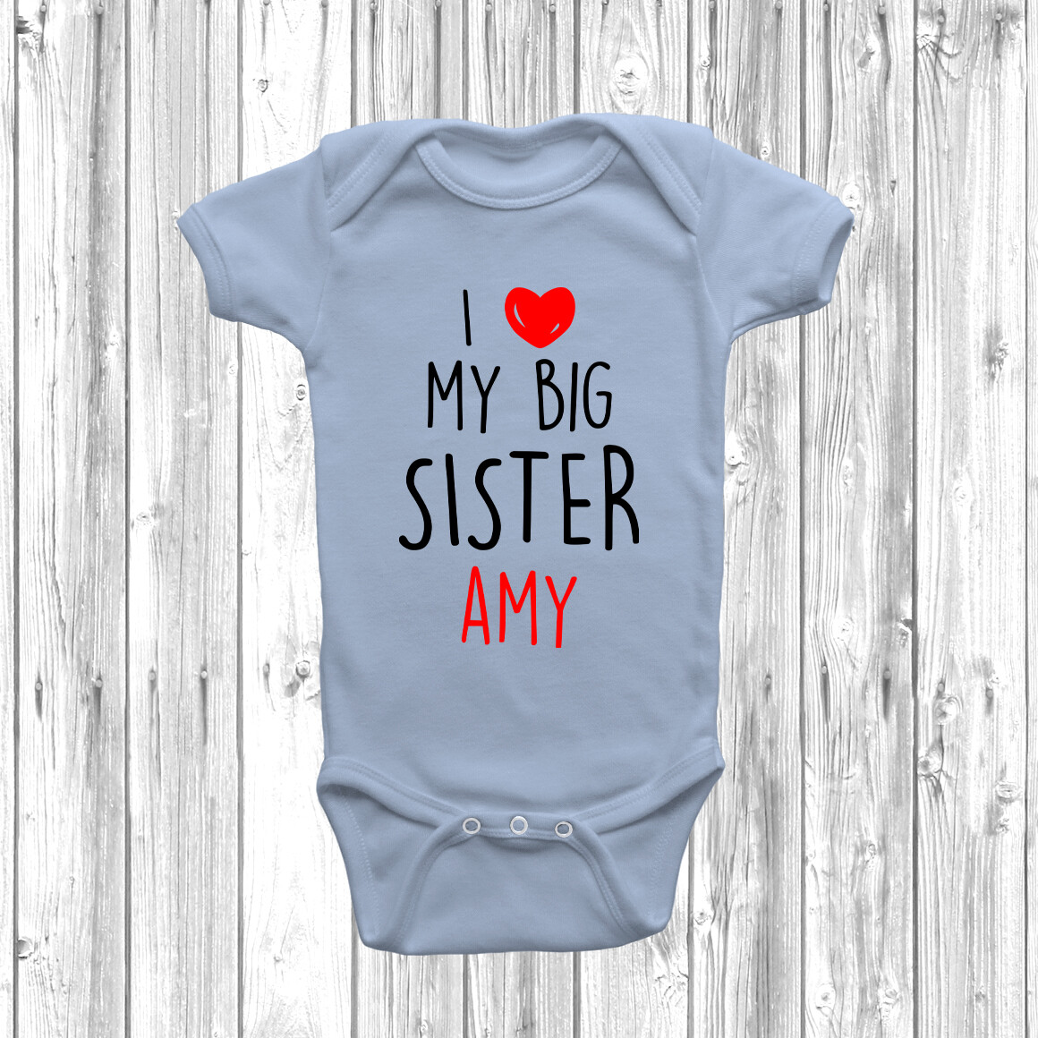 Personalised I Love My Big Sister Baby Grow Body Suit Vest Cute