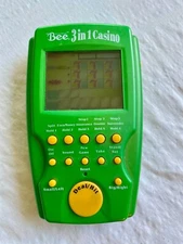 Bee 3 In 1 Casino Electronic Handheld LCD Game Poker Blackjack Slots w/ Light