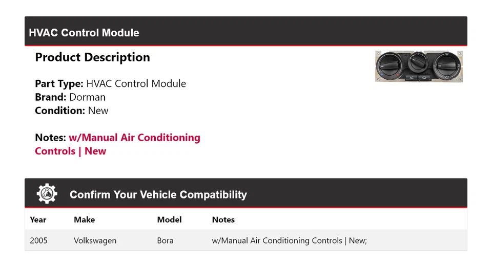适用于 2005 年大众 Bora Dorman HVAC 控制模块 — 第 2/4 张图片
