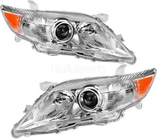 Pair Headlights Headlamp For 2010-2011 Toyota Camry Sedan Chrome Clear Reflector