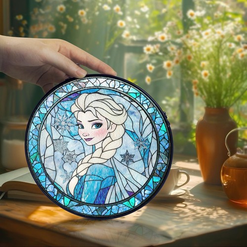 Princess Elsa Glass Suncatcher, Disney Frozen Suncatcher, Window Hangings - Picture 3 of 6
