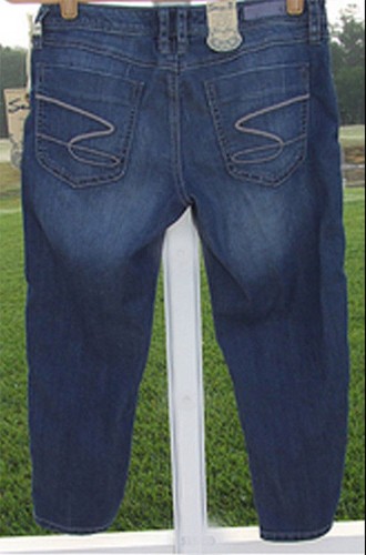 SEVEN 7 BRAND BLUE DENIM COTTON SPANDEX LOW CAPRI SLIM JEANS JUNIORS 5 15 NEW - Picture 2 of 3