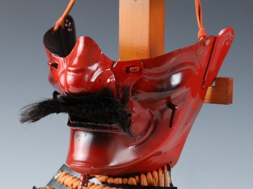 Vintage Japanese Samurai Red Menpo -Wearable- Marutake Product Tsushima - Picture 7 of 17