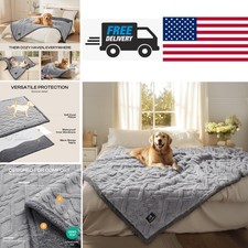 Heavyweight Pet Blanket X Large 85 x 57 Light Grey Sherpa Fleece Durable Cover