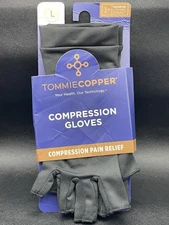 Tommie Copper Infrared Compression Half Fingerless Gloves | Black | Large Unisex
