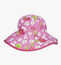 New, UV Reversible Bucket Hat, Pink Floral, 0-24 Months