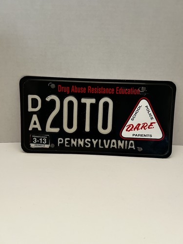 Pennsylvania PA Dare License Plate Specialty D.A.R.E. Plate DA20T0