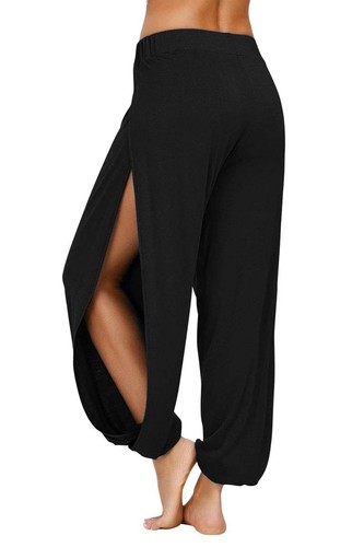 Women's Yoga Harem Pants Side Slit Joggers Active Workout Sweatpants Beach Co...