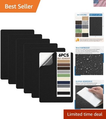 Durable 6Pc Canvas Repair Patch Kit - Waterproof Black Adhesive Patches, 5.5x8
