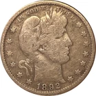 1892 U.S. BARBER SILVER QUARTER 25c COIN (Fine), 1st Mintage Year