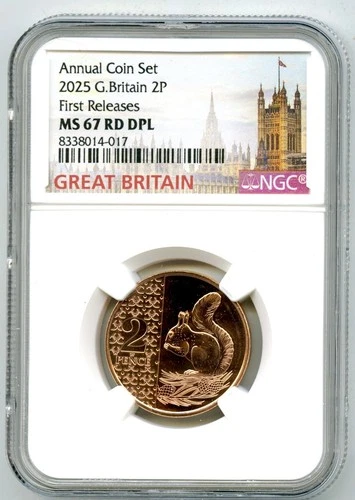 2025 GREAT BRITAIN 2P NGC MS67 RD DPL RED SQUIRREL 2 PENCE FIRST RELEASES