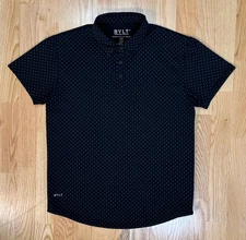 BYLT Drop Cut Short Sleeve Polo Lux Collared Shirt Men’s Large Polka Dot