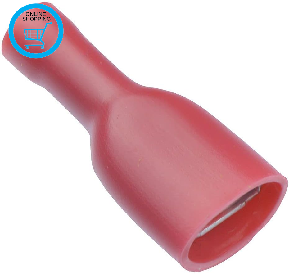 100 X Red 6.3Mm Female Fully Insulated Crimp Spade Connector 16-22AWG Wire Cable